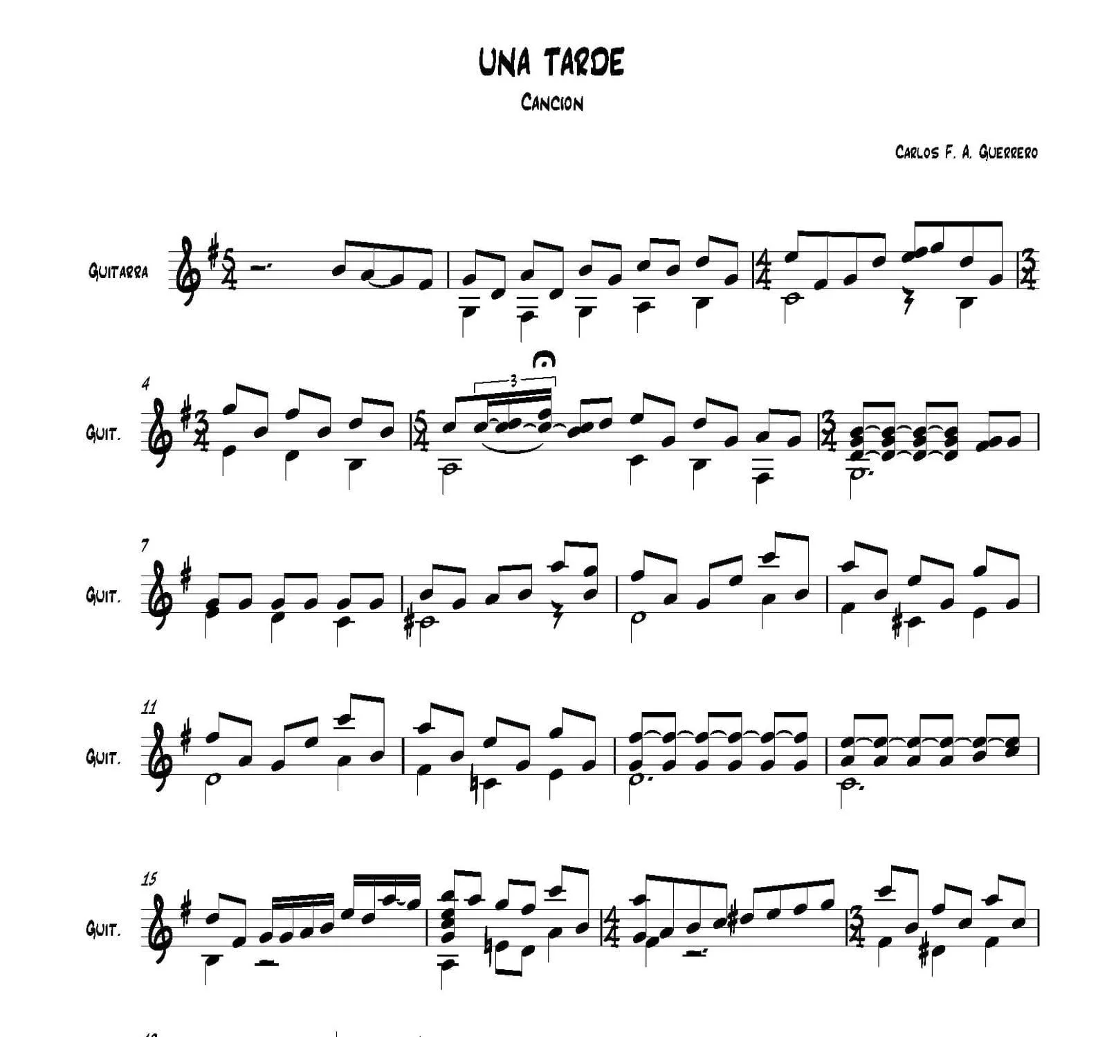 partitura Una Tarde